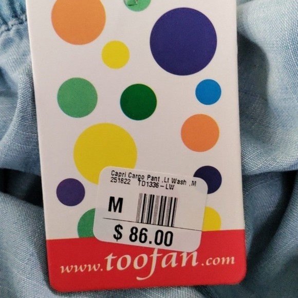 01554 Toofan blue chambray cropped pant M NWT - Picture 11 of 11